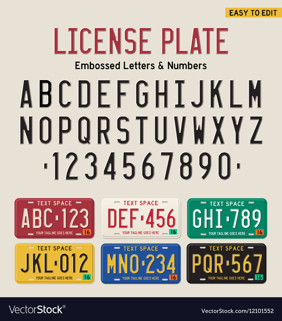 license plate number font